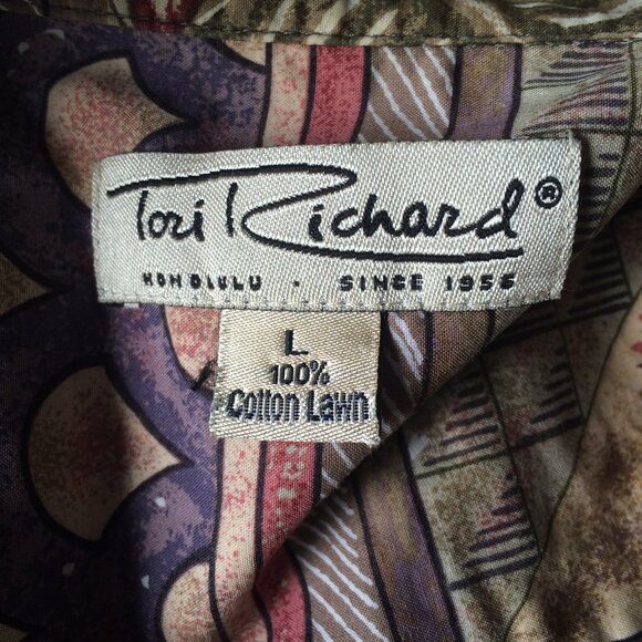 Tori Richard Mens Hawaiian Button Up Shirt Large Cotton Lawn Made in Hawaii - Picture 4 of 5